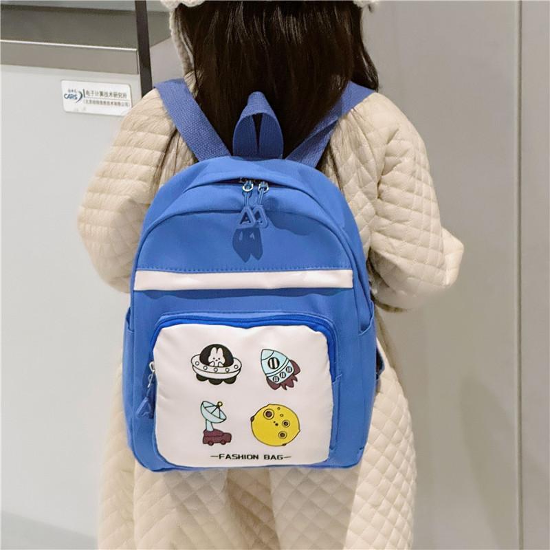 Adorable Nylon Kids Backpack Cute Geometric Pattern For School Use