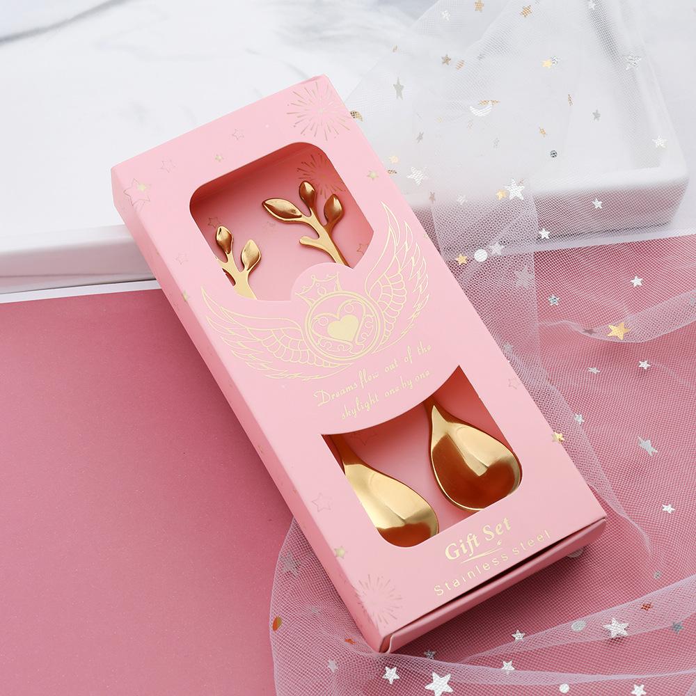 HANYANG Cutlery Set Small Spoon Gift Set Cherry Blossom Spoon Gift Set Rose Leaf Spoon Fruit Fork Gift Set
