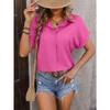 Women's Shirt Summer New Loose Casual Short Sleeve Single Breasted Shirts for Women Fashion Elegant Solid Color Office Ladies Blouses Simple Tops