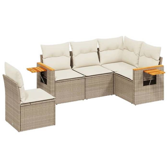 VidaXL Salon de Jardin avec Coussins 5 pcs, Canapés de Terrasse, Ensemble de Meubles de Patio, Mobilier d'Extérieur, Beige 3259216