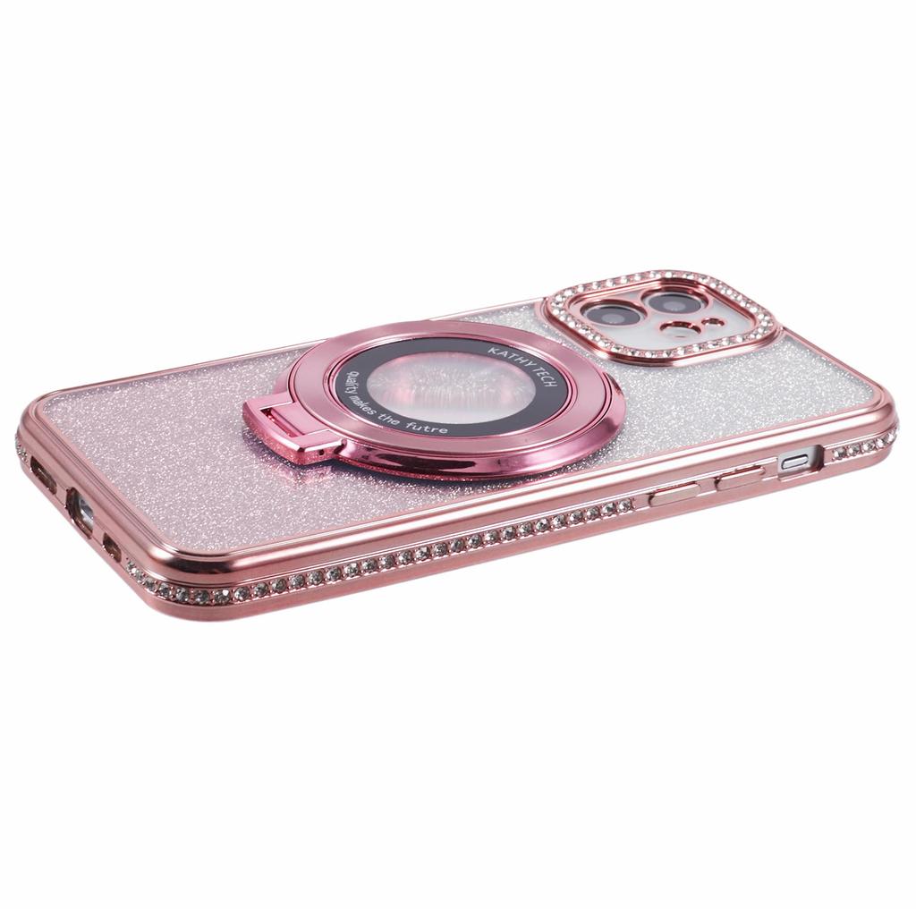 For iPhone 11 Cell Phone Case Gradient TPU Cover with Kickstand/Rhinestone