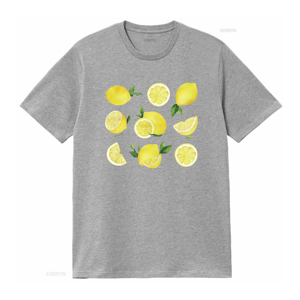 Lemon Print T Shirt Cute Lemons  Casual Adult Women S Sizes Handmade Clothing For Lovers Vintage Washed Versatile