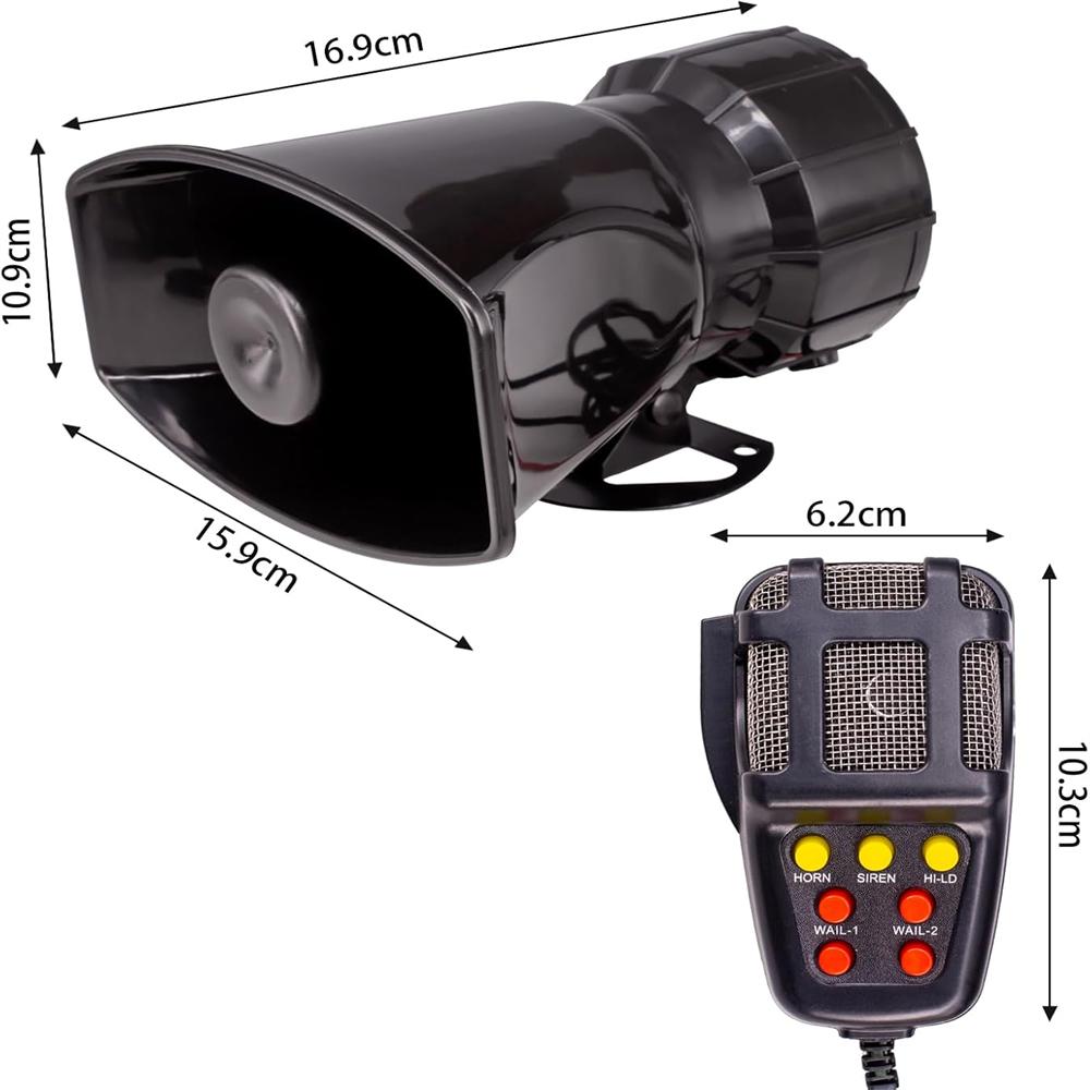 7-Sound Loud Car Warning Alarm Truck Alarm Loudspeaker 12V Siren Air Horn Megaphone Police Firemen Car Horn 110DB