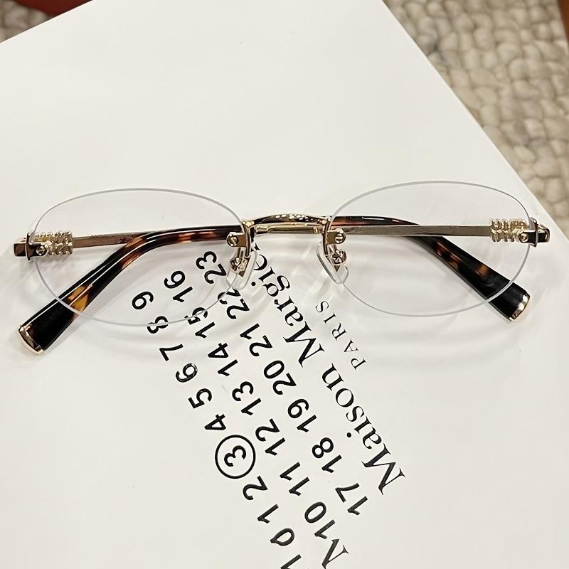 A Frameless Bookworm Retro Style Flat Mirror for Women's Fashionable Stainless Steel Small Frame Glasses Casual and Versatile