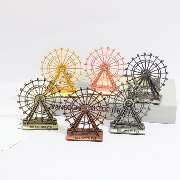 Zinc Alloy Craft Ferris Wheel Display Piece With Rotating Mechanism Landmark Building Collection Ornament Home Decors