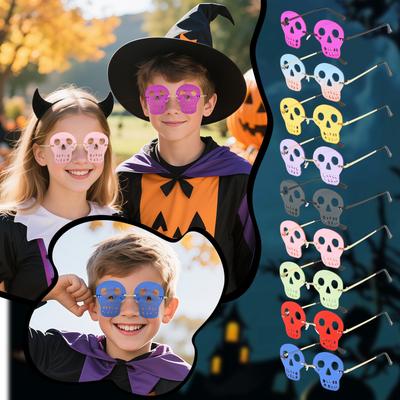 Rimless Halloween Skulls Sunglasses, Festival Skulls Glasses For Women Men