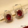 Cao Shi Retro Hepburn Style Ruby Zircon Stud Earrings - Luxury Anniversary Accessories