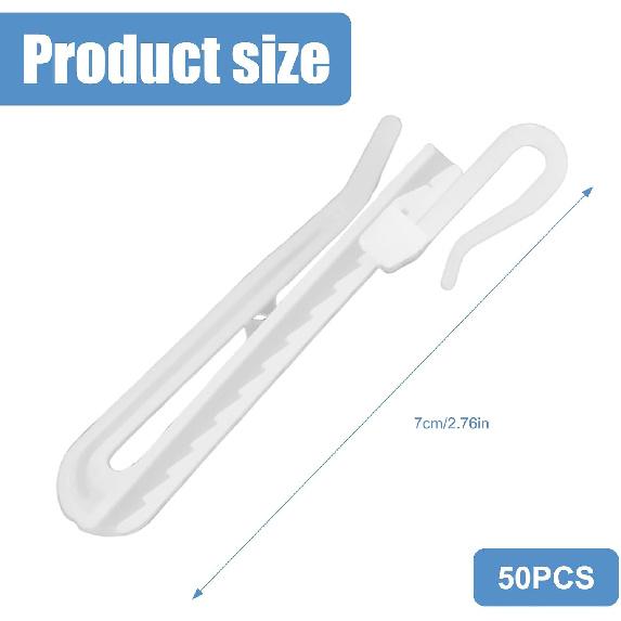 80 Pcs Plastic Curtain Hooks, Adjustable Pinch Pleat Hooks for Window Curta, Door-Curtain, Shower-Curtain (70mm/2.75inch)