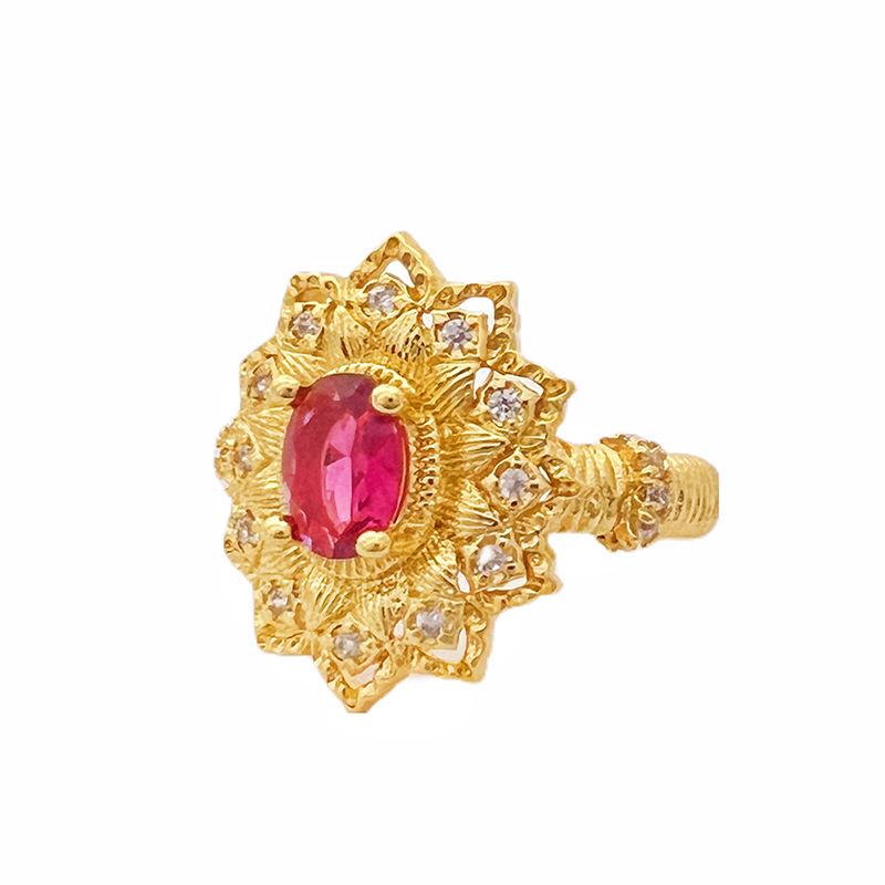 French Italian Weave Gold Carving Process Red Zir*****Pen Ring Brushed Light Luxury Heavy Industry High Sense Ring