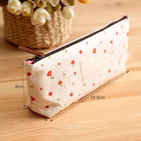 Přenosný barevný květinový vzor na zip Pouzdro na tužku sáček na tužky