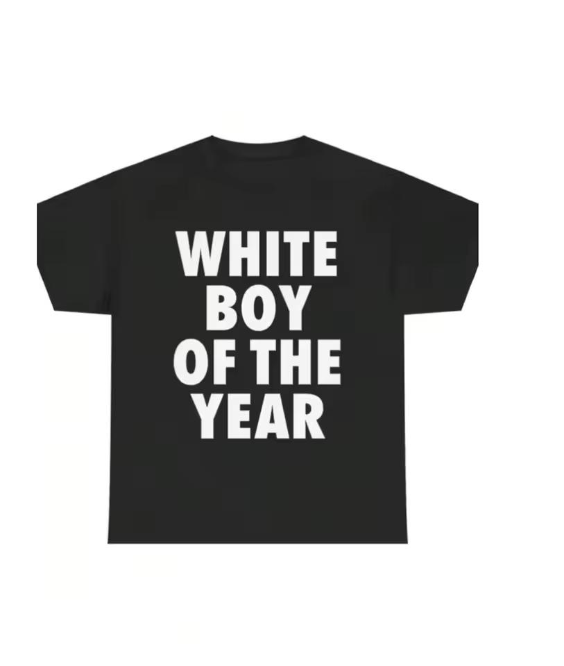 White Boy of The Year Text T-Shirt Women 2026 Funny Meme Graphic Tees Bold Streetwear Fashion Y2k Vintage Short Sleeve Tee Tops