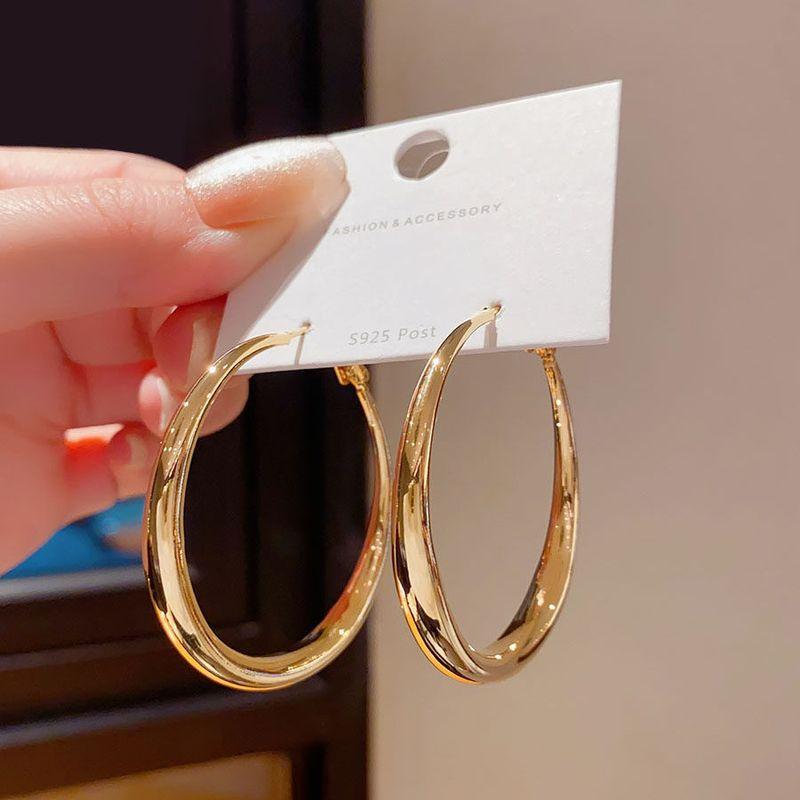 High-End Elegant Circle Hoop Earrings for Women, European and American Style, Exaggerated Minimalist Cool Style, Niche 2025 New Model