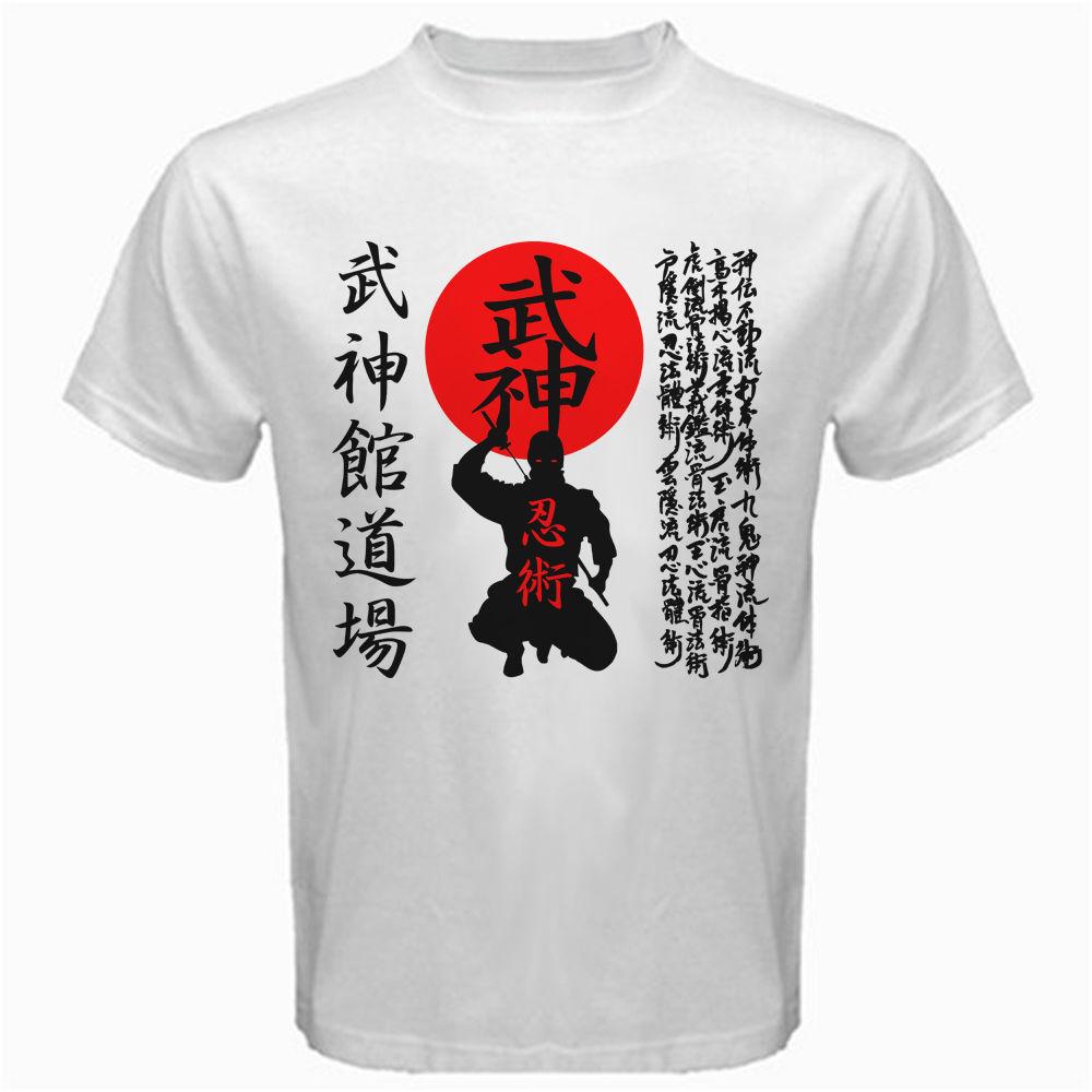 Märke Högkvalitativ Bujinkan Dojo Budo Taijutsu Ninjutsu Japanska Kanji 9 Skolor Shinobi T-shirt Streetwear