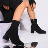 Damen Stiefeletten Schwarz Braun Flock Elegante High Heels Schuhe für Damen Spitzschuh Kurze Booties Neue Luxus Goth Stiefel Damen