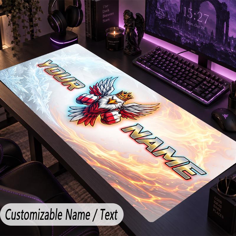 Custom Text Big Mousepad, Extended Desk Pad For Laptop Work GamePoland Football