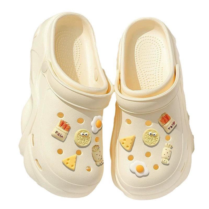 2025 Trendy Xiaohongshu Influencer Cute Cartoon Non-slip Thick-soled Summer Outdoor Closed-toe Slippers