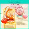 Adorable Pink And Orange Acrylic Cream Bear Globe Keychain Cute Cartoon Accessory