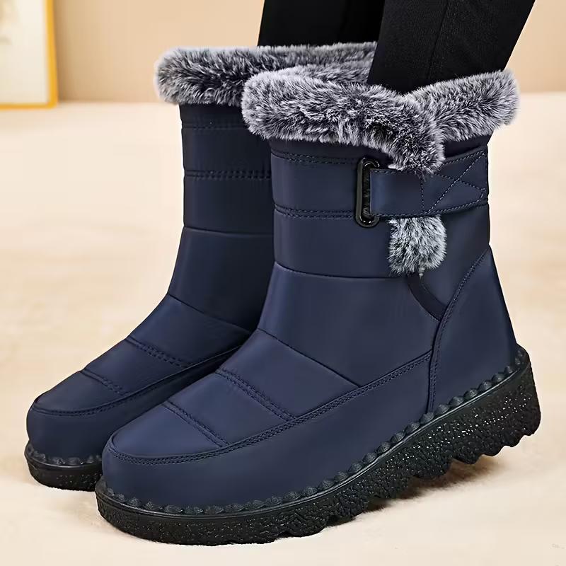 Kadın Orta Boy Çizmeler, Kış Yeni Polar Astarlı Sıcak Kaymaz Dayanıklı Rahat Günlük Moda Kalın Tabanlı Yüksek Bilekli Kalınlaştırılmış Sıcak Ayakkabılar