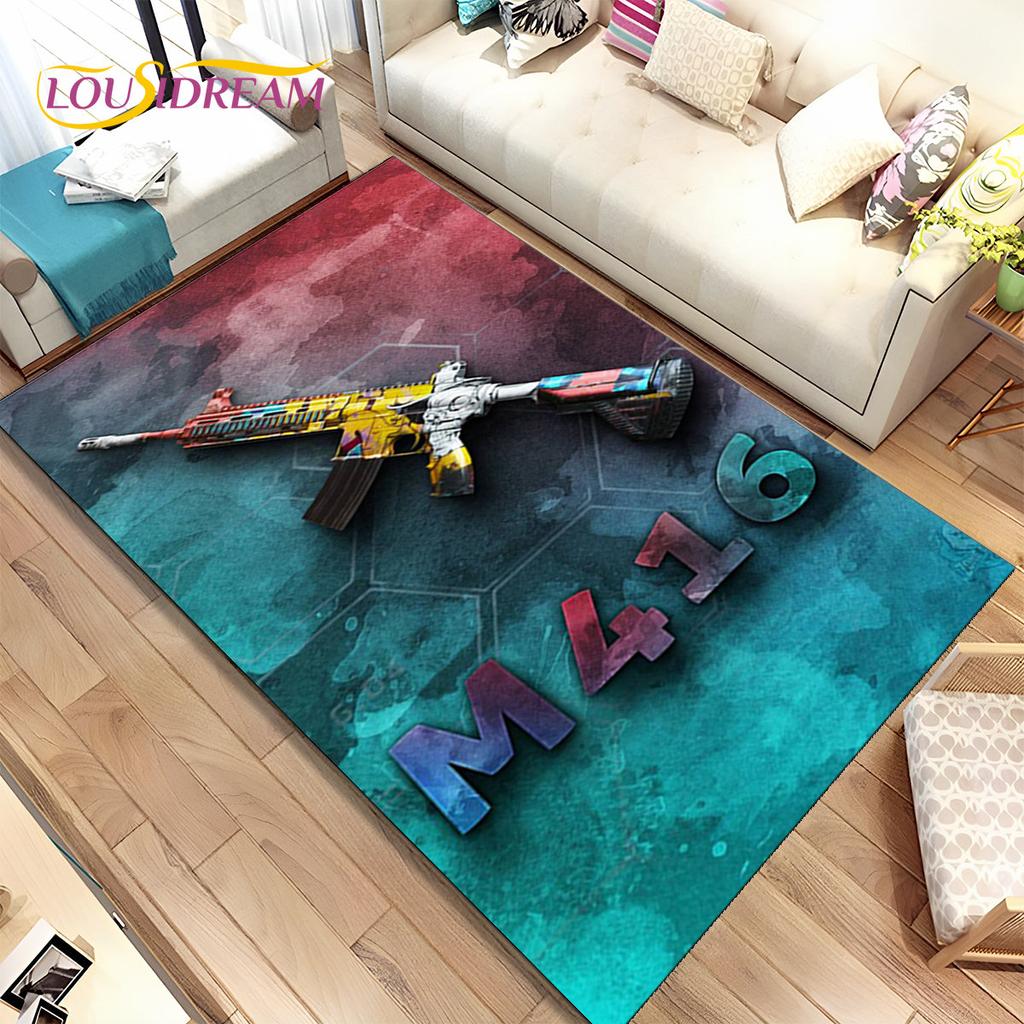 CS,USP,AK,M4,AWP,Gewehrpistolen-Patronengewehr-Bereichsteppich,Teppich für Zuhause, Wohnzimmer, Schlafzimmer, Sofa, Fußmatte, Dekor, rutschfeste Bodenmatte