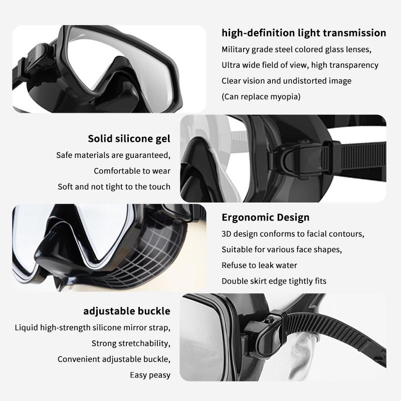 Professional Large Frame Soft Silicone Diving Mask Snorkel Set For Men Women Diving Snorkeling Gear