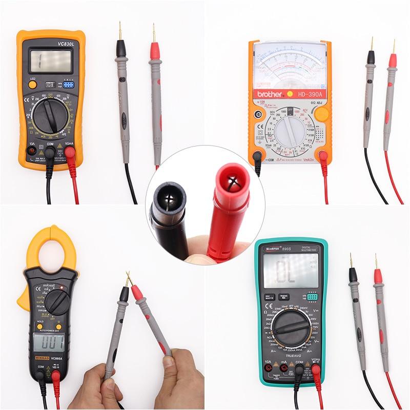 1 Pair Digital Multimeter Probe Soft-silicone-wire Needle-tip Universal Test Leads with Alligator Clip for LED Tester KTY