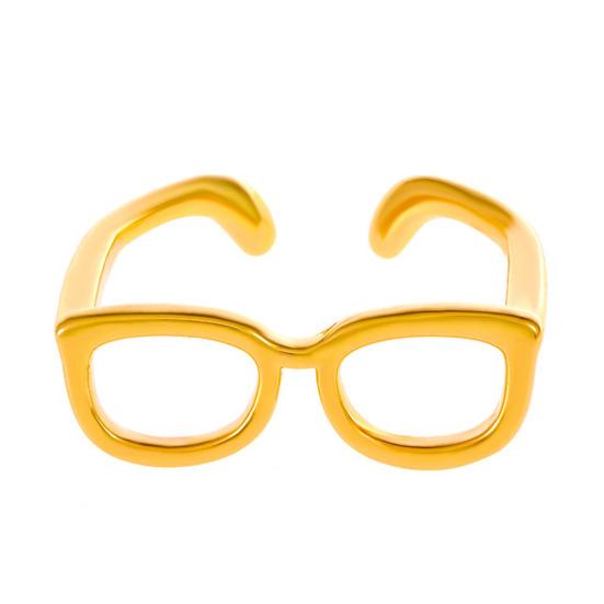 Couple Finger Ring Mini Glasses Adjustable Ring Sparkling Rhinestone Encrusted Fingertip Ring Finger Accessory