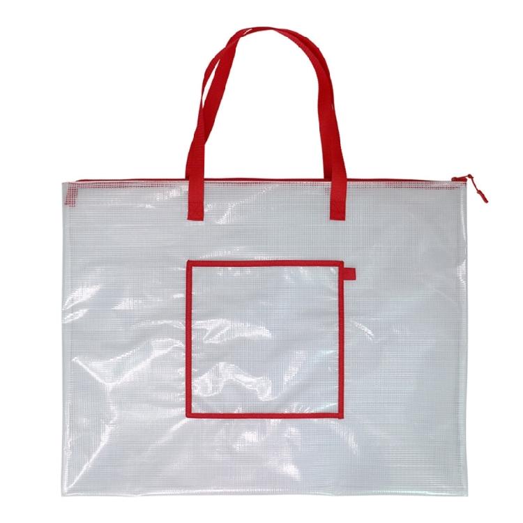

Waterproof Mesh Project Bag Clear Mesh Poster Organizers Bag with Carry Handle красный