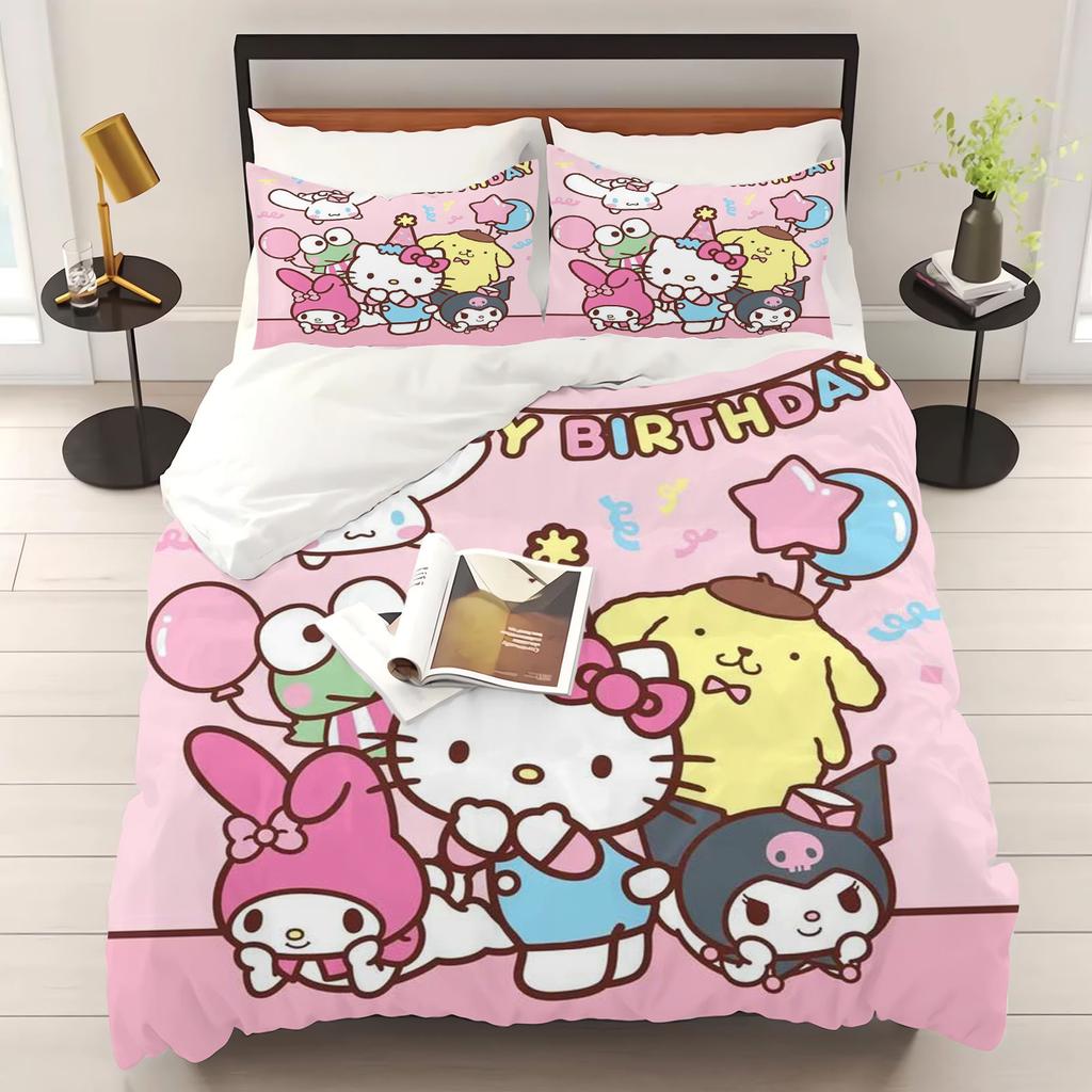 Sanrio Series 3-Piece  One Piece Bedding Set Comforte Luxus  Exquisite Birthday Gift  Polyester Home Decor
