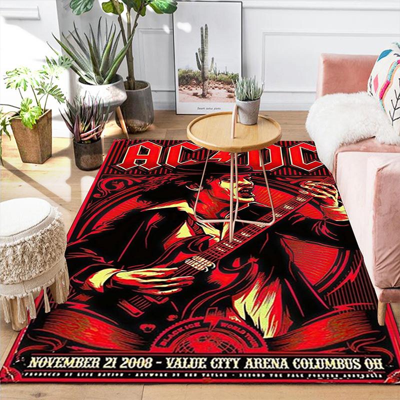 1Pc Acdc Concert Poster Rug, Office Carpet Indoor Outdoor Doormat, Non-Slip, Comfortable, Living, Christmas Halloween, Xmas Gift L1394