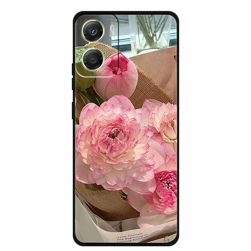 Flowers Case For Motorola Moto G06 G 06 4G Soft Silicone Phone Cover Funda Black TPU Protective Bumper Back Fashion Coque Shell