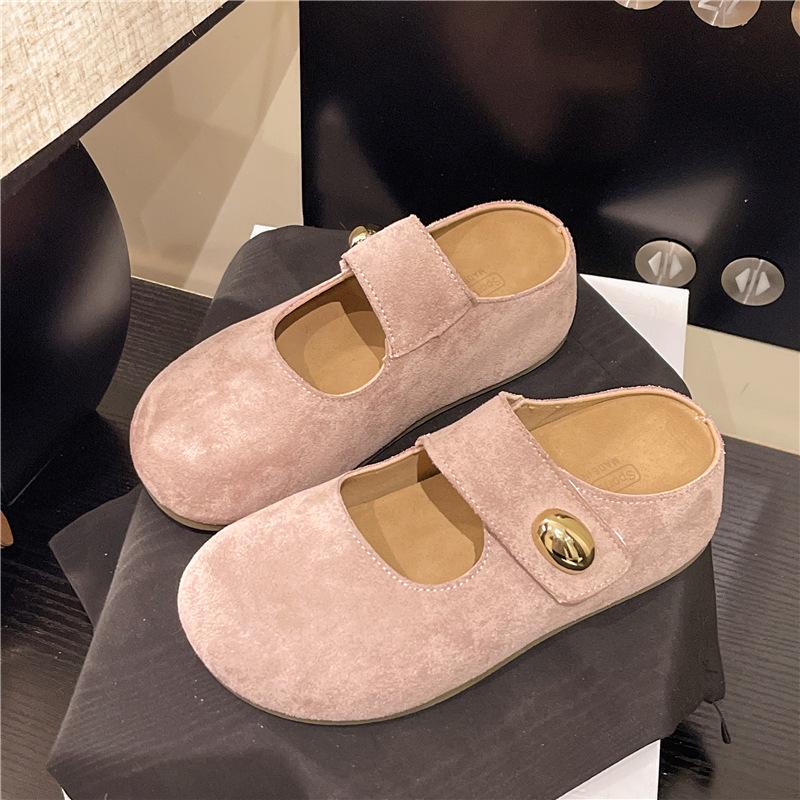 Inner height-increasing shoes women's spring and summer new one-pedal lazy shoes Mary Jane single shoes bag head half drag