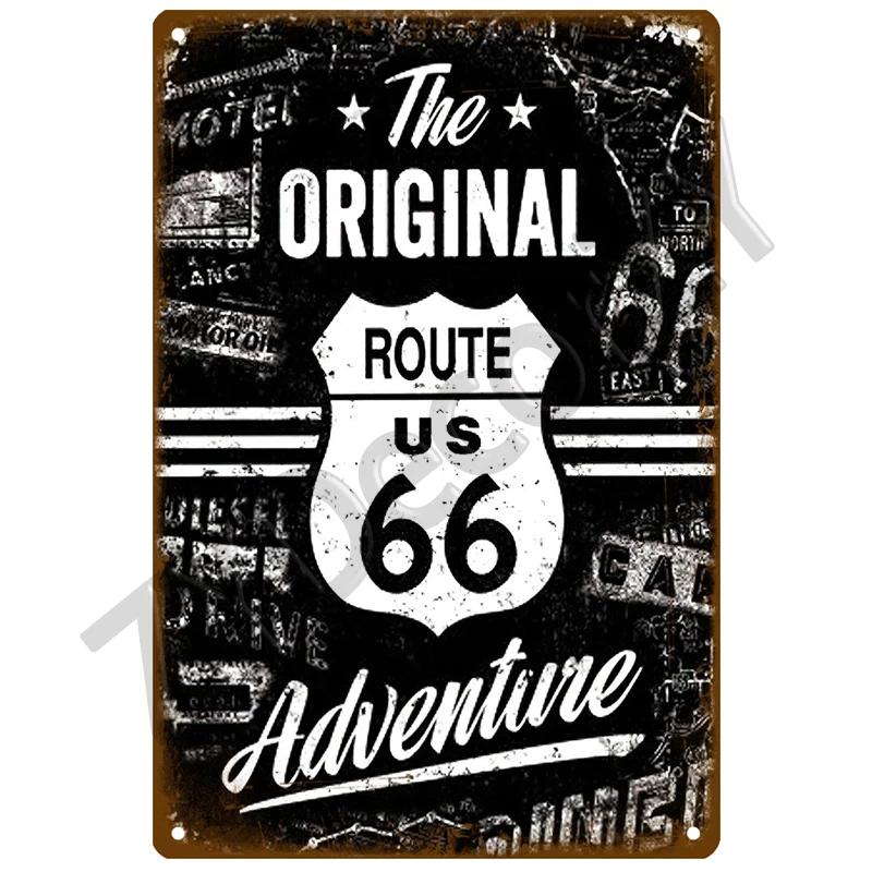Route 66 Metal Sign House Plaque Metal Poster Tin Sign Plate Wall Posters Vintage Retro Aesthetic Room Decor Wall Art Decoration