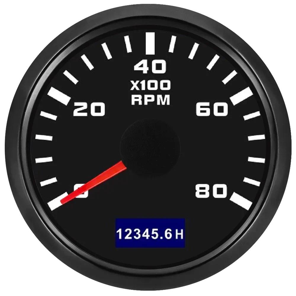 2" 52mm Tachometer 7 Color Backlight Tach Car Gauge Waterproof Digital LCD Hour Meter for Universal 12V24V Car Marine Boat Yacht