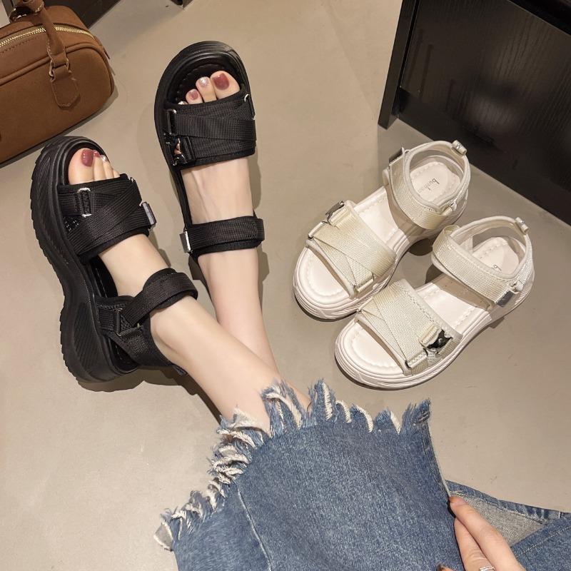 Daddy Sandalen Damen Oberbekleidung Sommer neu trendig mit geformten Aufklebern dicksohlige Muffin Sport Strand Schuhe Damen