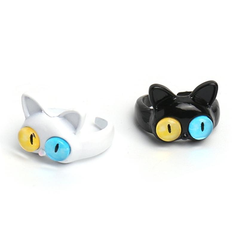 Funny Green-Monster Ring Hairpin Cool Two Color Cat-Eye Open Couples Rings Wedding Party Finger Jewelry Accessories