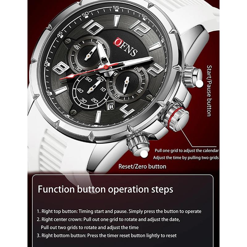 Fashion Three Eye Six Needle Men's Quartz Watch Multi Functional Waterproof Night Light Calendar Male Wristwatches