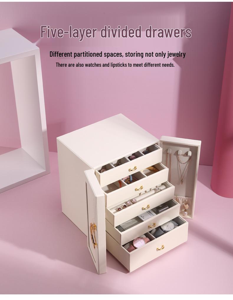 Große Schmuckschatulle im chinesischen Stil mit mehreren Schichten und fünf Schubladen zur Aufbewahrung von Ohrringen und Halsketten