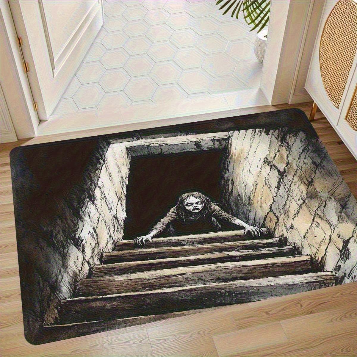 

3D Illusion Flannel Rug Mysterious Staircase Design Fabric Doormat Suitable for Living Room Bedroom Kitchen Decorative Carpet 30x50cm