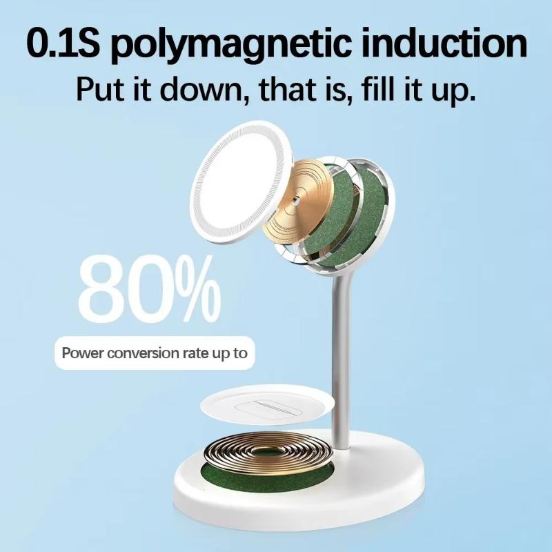 Magnetic Wireless Charger Stand 100W 2 in 1 Phone Charging Station Dock For iPhone 16 15 14 13 12 Pro Max AirPods Fast Charging