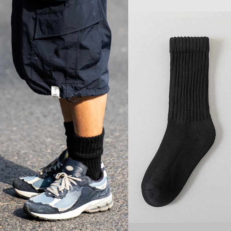 

Female Autumn and Winter with Velvet and Thick Warm Antibacterial Suction Hair Ring Breathable Tube Cotton Socks 1 pair чорний