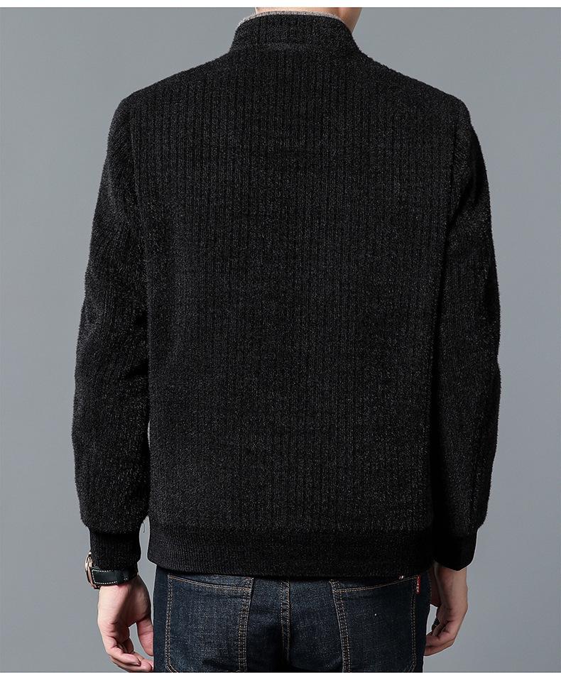2025 Men's Stand Collar Thickened Velvet Jacket, Winter Woolen Coat