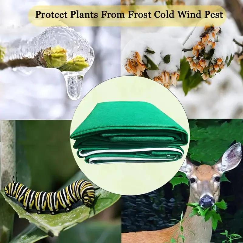 1Pc Winter Protection Bag Against Freeze For Plant Cover Garden Plant With Zip Drawstring Breathable