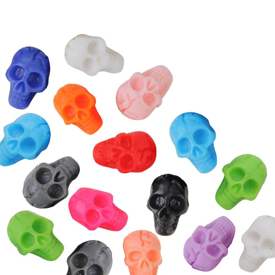 10/30/50/100Pcs Resin Skull Nail Art Charms Flatback Beads, Punk Halloween Party Nail Decoration