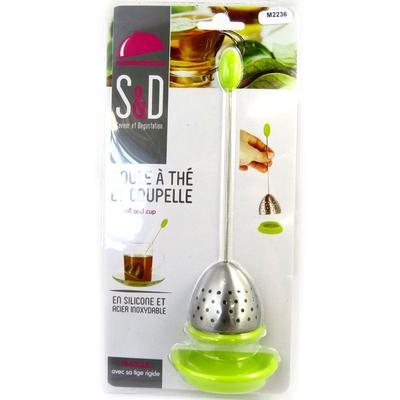 [M2236] - 'Coloriage' yeşil çay topu (silikon çelik + altlık) - 16.5x5.5 cm