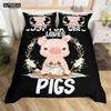 Cartoon Lovely Pig Duvet Cover Set Kawaii Animal Bedding Set King Microfiber Farmhouse Wildlife Theme Comforter Cover Pillowcase