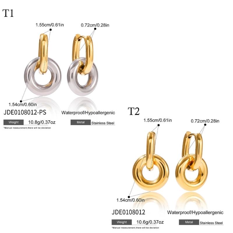 Elegant Double Hoops Earrings Stainless Steel Portable Jewelry For Women Gift