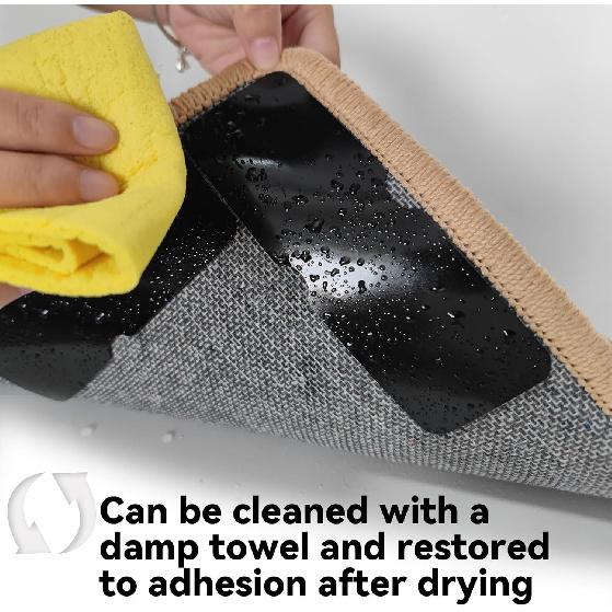 Teppichunterleger Rutschfest, Wiederverwendbare und Waschbare Doppelseitige Teppichklebeband-Pads, Stark Haftende Unterleger für Bereichsteppiche, Halten Ecken Flach, Kein
