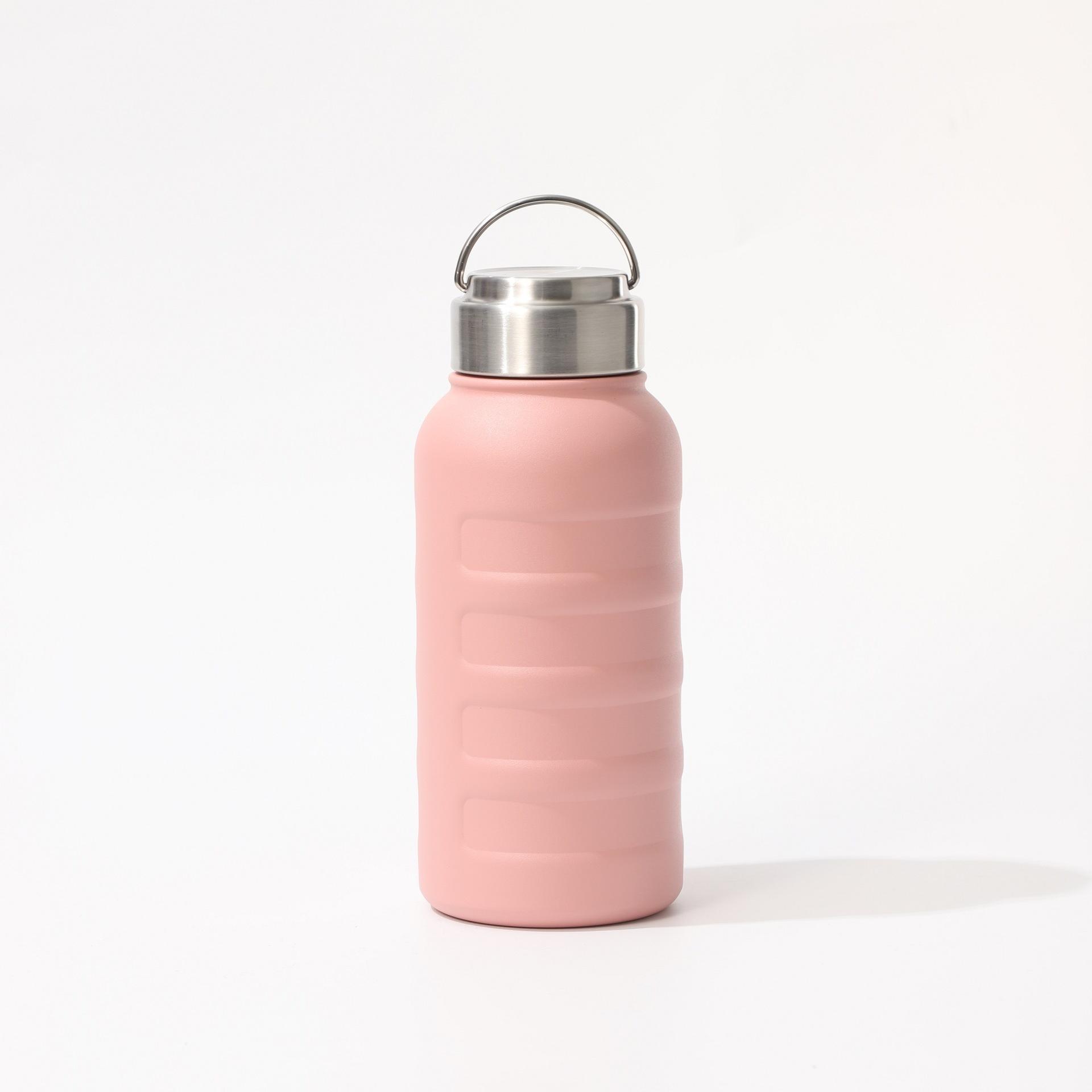 750ml/1000ml Large Capacity Insulated Water Bottle, 304 Stainless Steel Vacuum Flask with Metal Handle for Outdoor Sports 750ml розовый