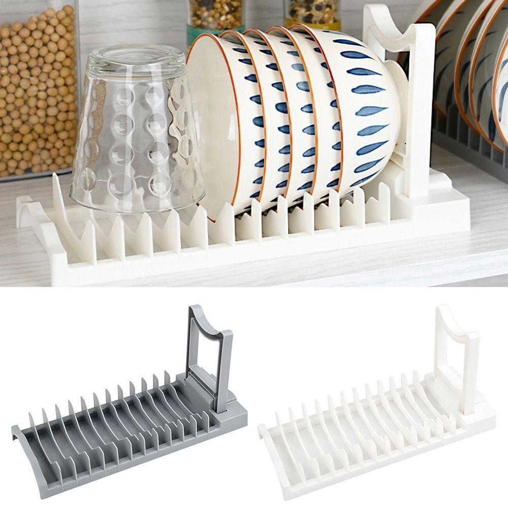 Grey White Bowl and Plate Drain Storage Rack Plastic Dish Drying Rack  Kitchen Supplies