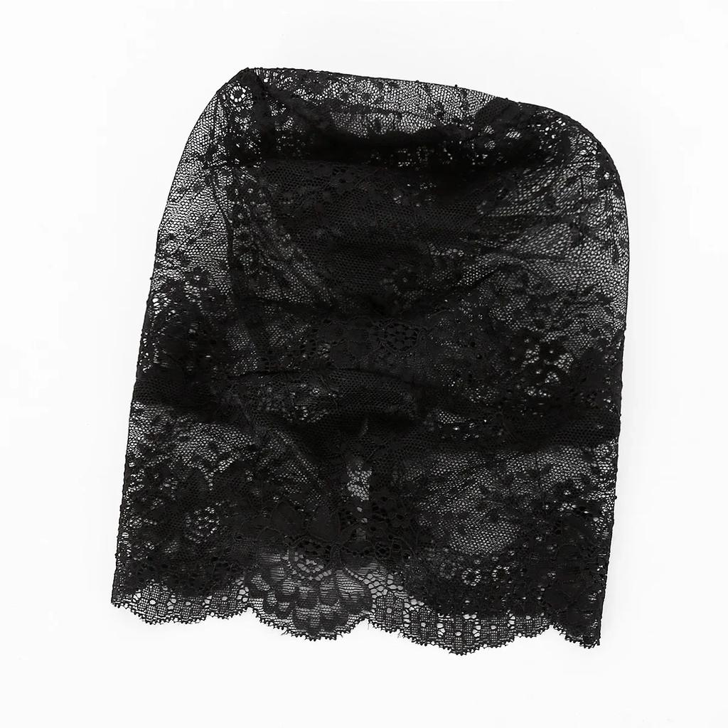 Black Transparent Lace Bondage Fetish Mask Hood For Men Women Gay Adult  Role Play Games Sex Fun Party Play Costumes